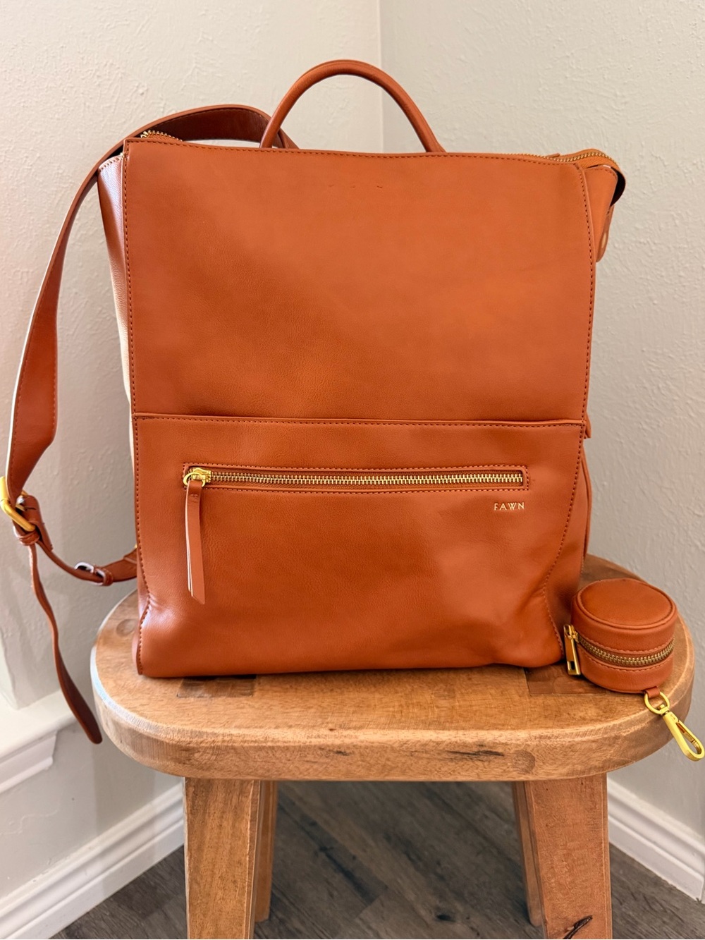 LIKE NEW* Fawn Square Diaper Bag & Paci Case - Brown